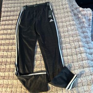 Adidas Black and White Sweatpants with Signature Stripes